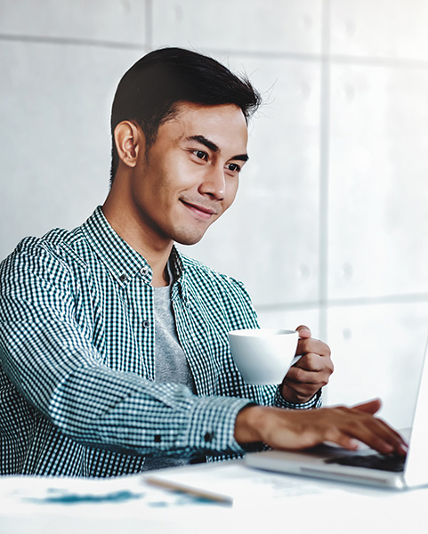 man working at computer